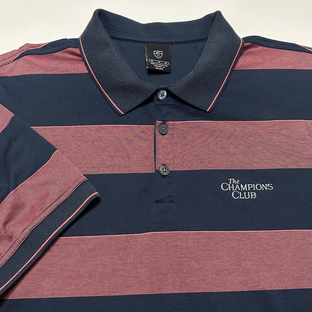 Nike The Champions Club Golf Polo Shirt Mens XL Striped Short Sleeve Activewear